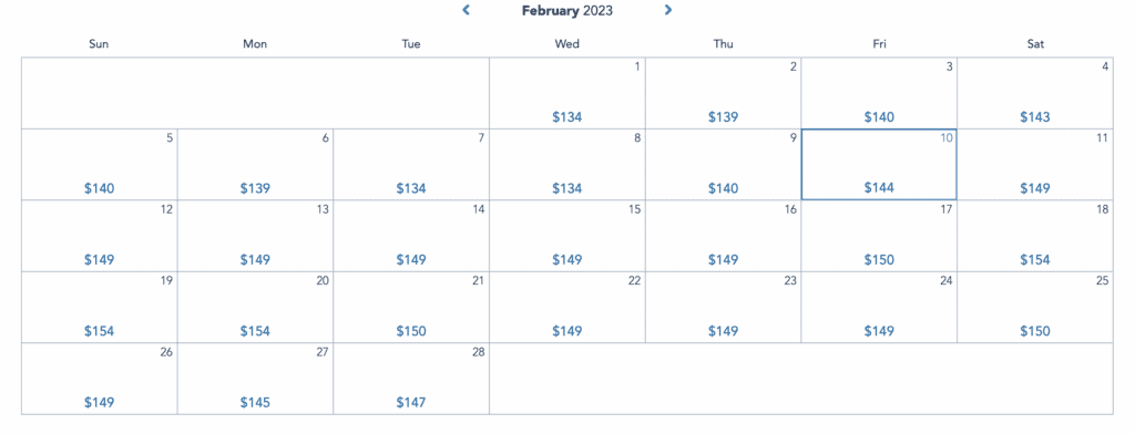 Disney World Ticket Price Calendar