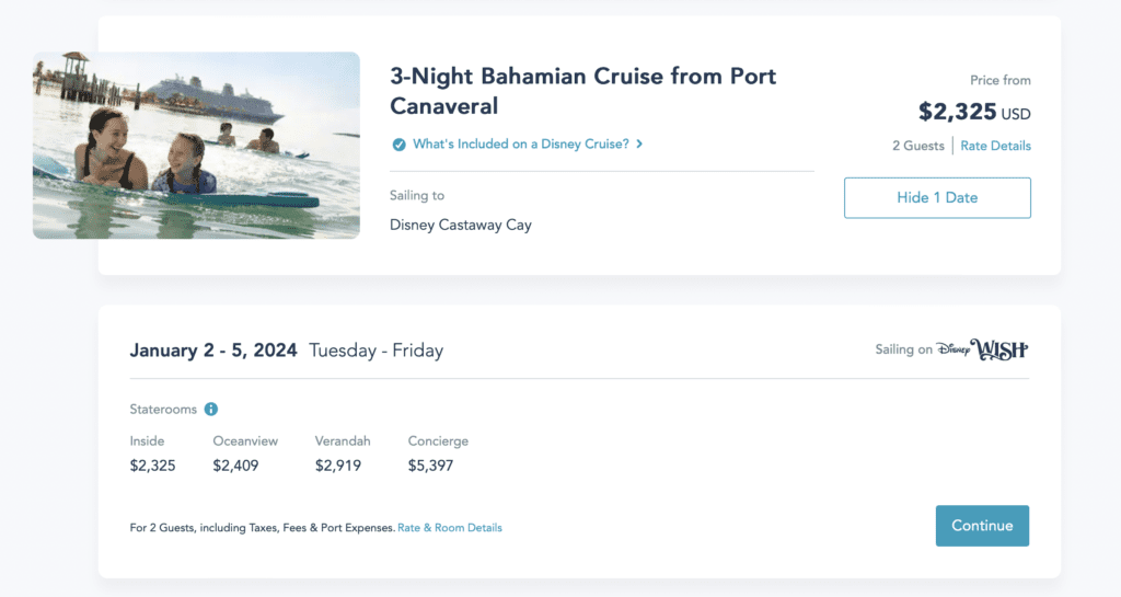 Disney Cruise Price