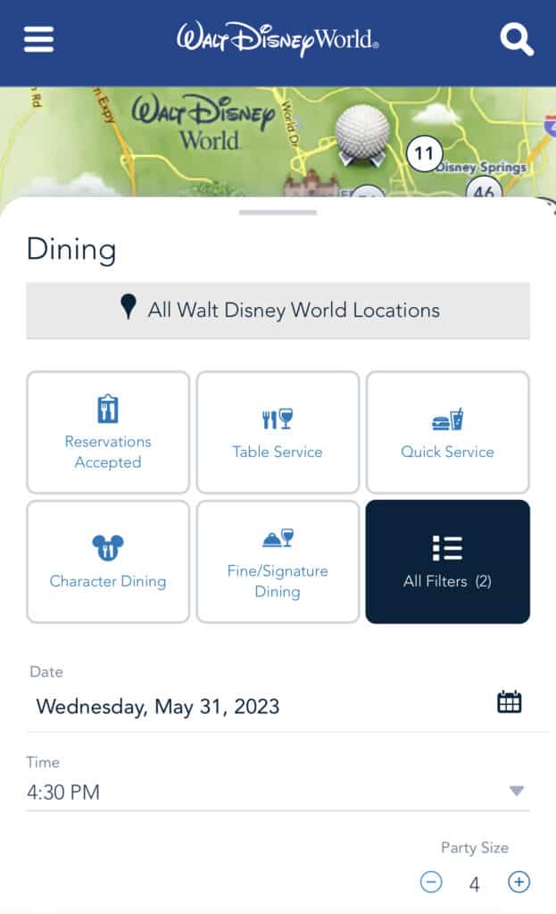 Eligible Disney Dining Plan Restaurants
